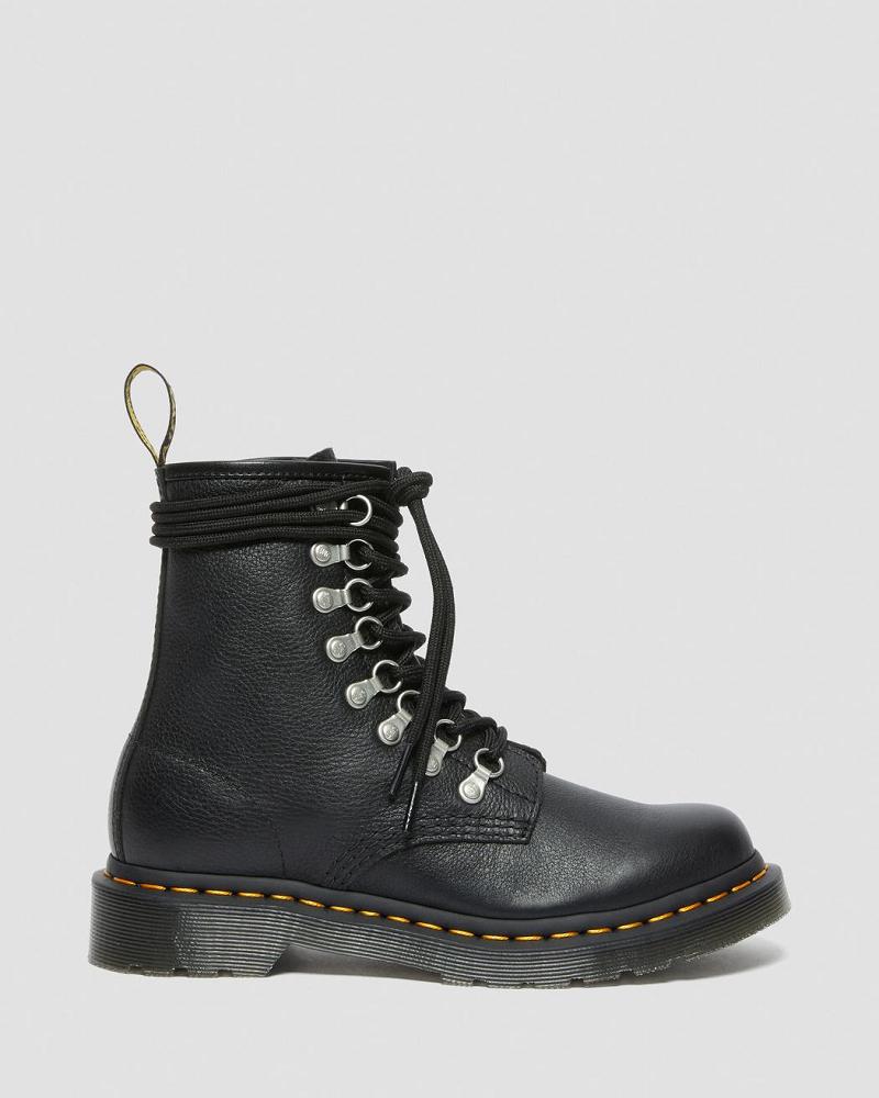 Dr Martens 1460 Laced Virginia Leren Veterlaarzen Dames Zwart | NL 605YXF